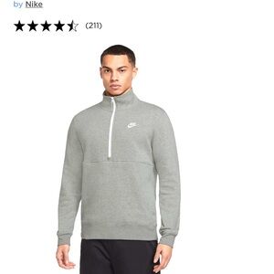 Nike Gray Half-Zip Sweatshirt Soft Fabric